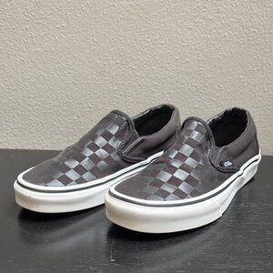 Vans Black and Gray Checkered Slip-On Sneakers